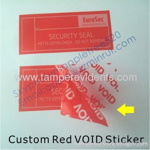 Custom Red Total Transfer Void Sticker,warranty Void Security Label,matt Tamper Evident Void Seal Stickers